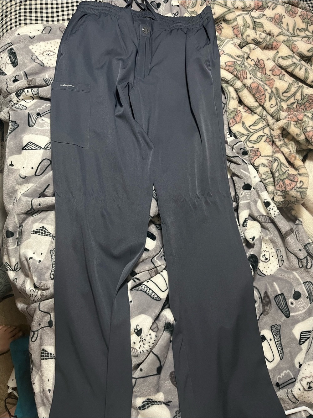 healing hands Charcoal Flare Scrub Pants